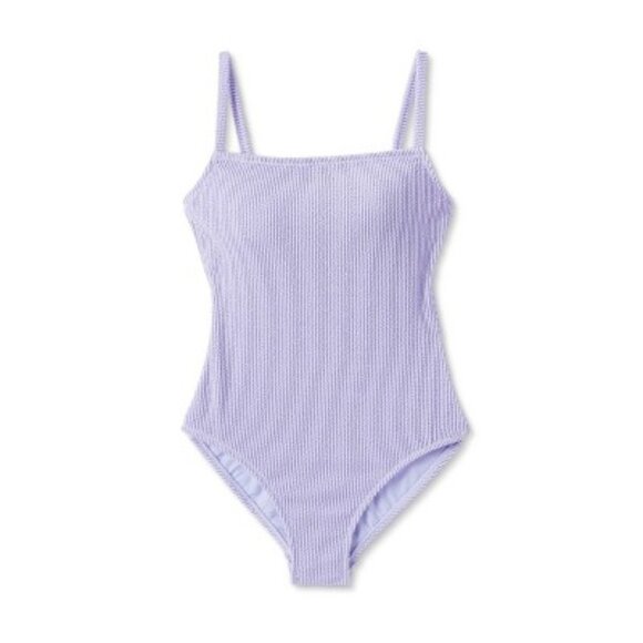 Kona Sol Pucker Textured Square Neck High Coverage One Piece Swimsuit - Picture 1 of 10